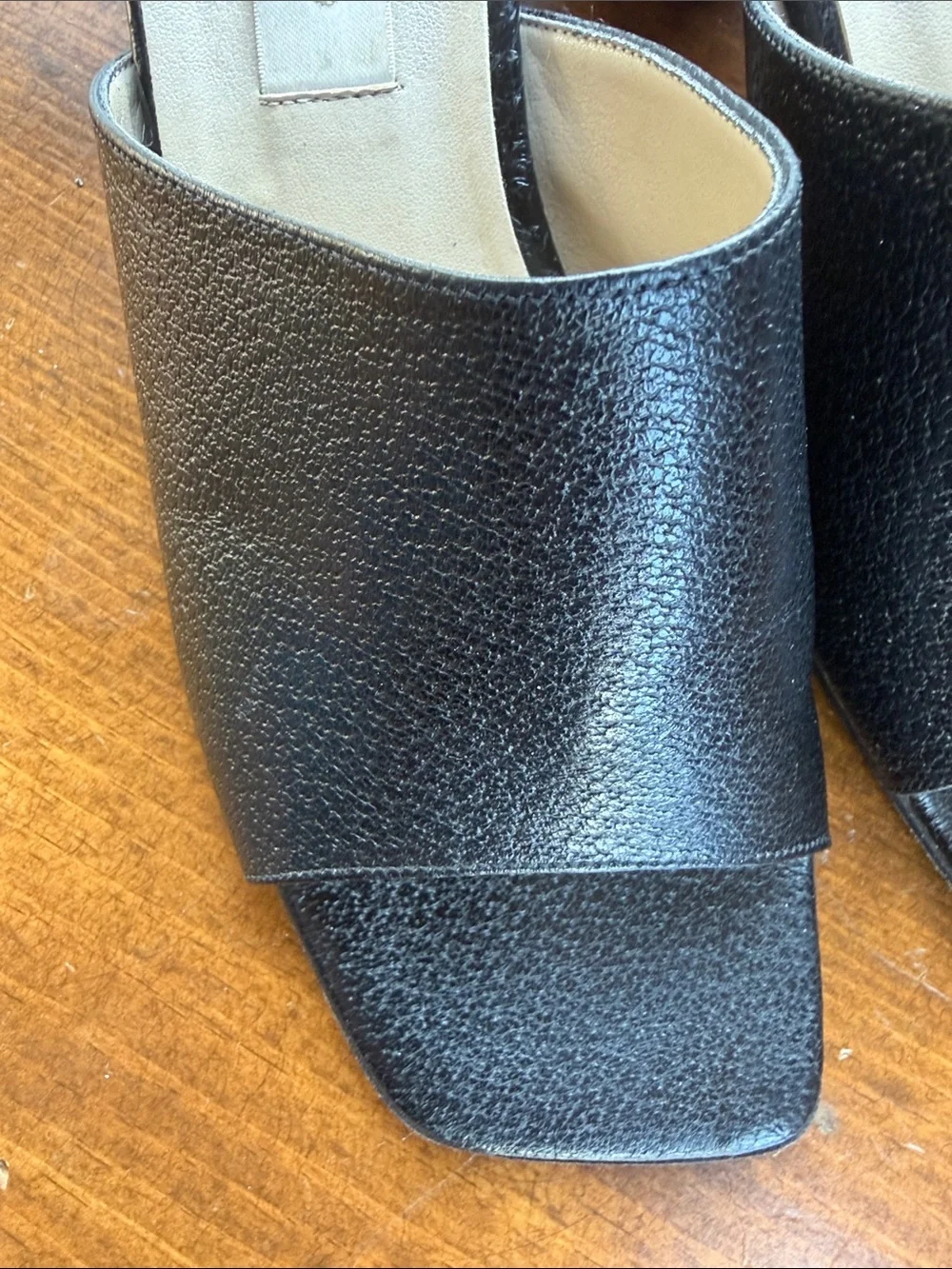 Talbots Black Leather Slide Sandals Sz 7.5 - Picture 3 of 12